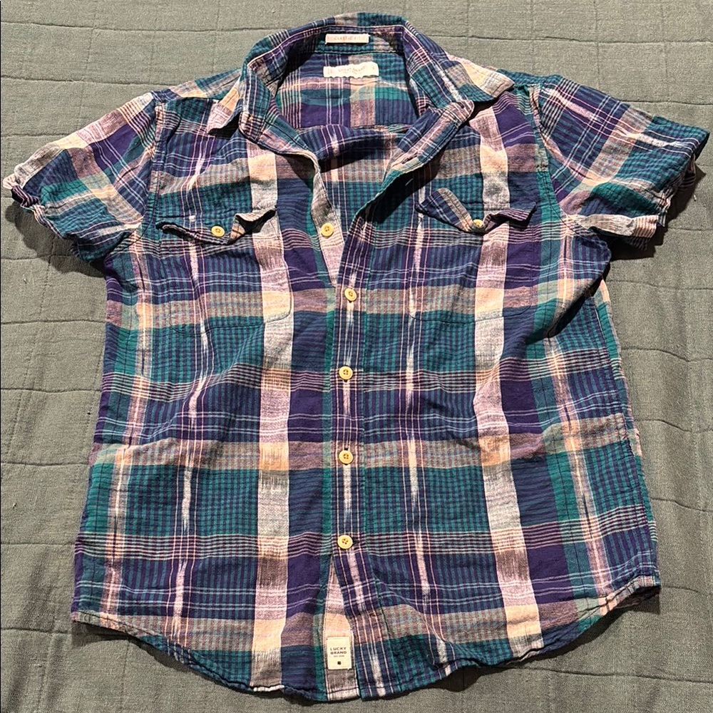 🌈Lucky Brand Plaid Men’s Shirt in Blue and Purple🌈